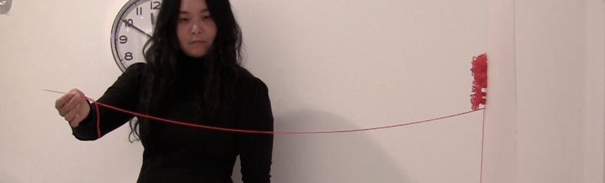 Chuyia Chia, A thread of red - sewing, Rostrum Gallery, Malmö Sweden, 2012, video by Chuyia Chia_web