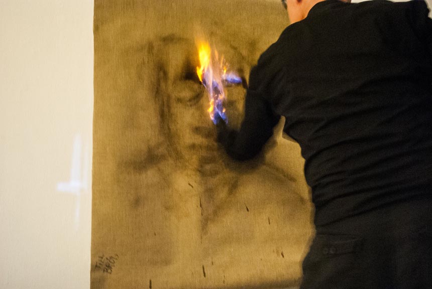 Joakim Stampe, 16 - Fire Painting (Till Bröd), Gallery Rostrum, Malmö Sweden, 2012_web